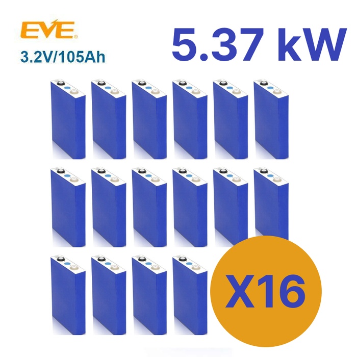 Батарея lifepo4 5.37kw 105 ah 3.2v x16 eve