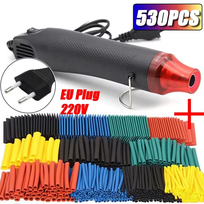 Фен технічний (Hot Air Gun) 300W 220V + Набір 530 термоусадочних трубок