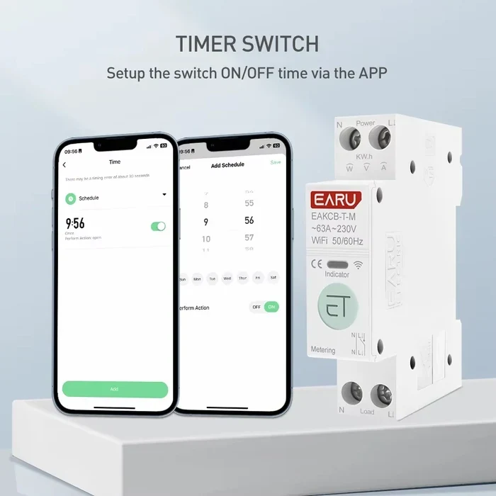 Розумний автомат 1-63A WIFI TUYA Smart Life Voltage Current Protection