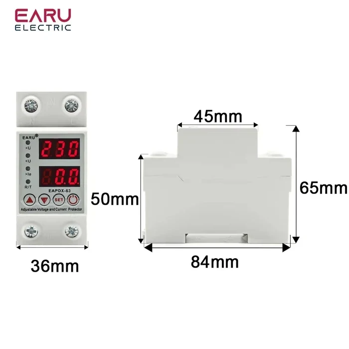 Реле напруги відсікач напруги 40A 230V Din Rail Adjustable Over Voltage EARU
