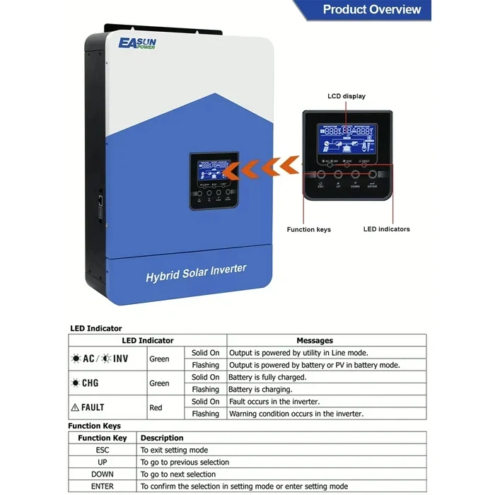 Інвертор гібридний Easun Power 6.2KW 48V