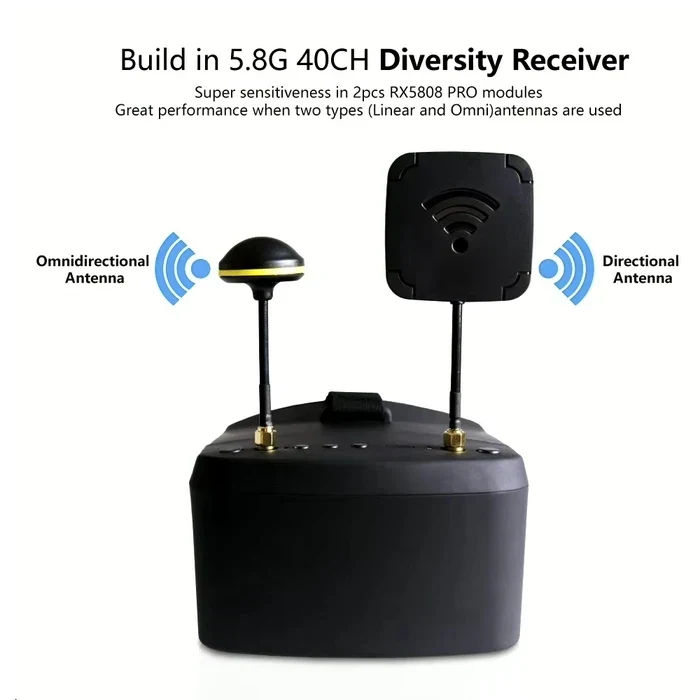 Відеошолом EV800D 5.8G 40CH FPV Goggles 5 Inch 854*480 LS800D Video