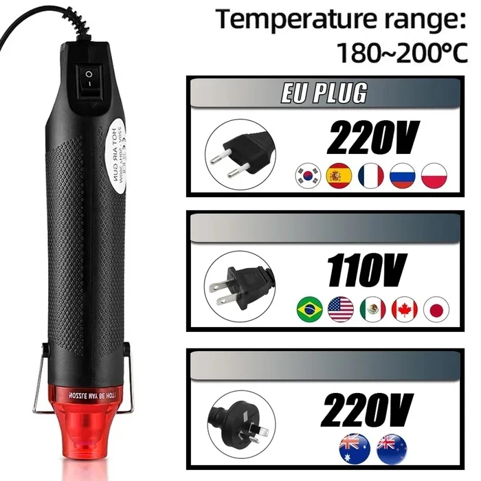 Фен технічний (Hot Air Gun) 300W 220V + Набір 530 термоусадочних трубок