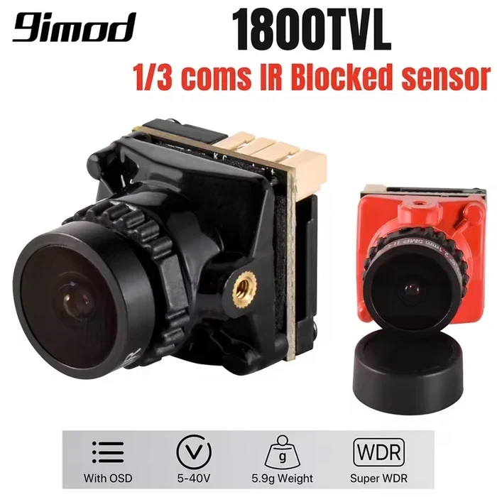 Камера 9IMOD FPV Camera 1800TVL 5MP 2.1mm 1/8 inch Starlight Sensor 5V-40V NTSC/PAL червона
