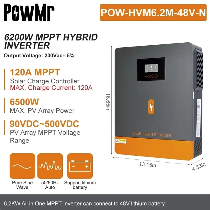 Інвертор гібридний PowMr 6.2KW 48V