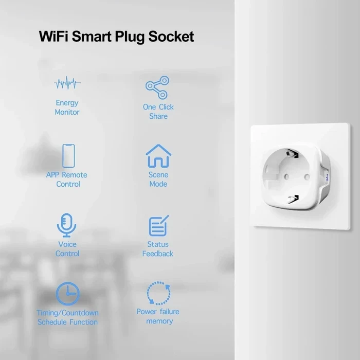Розумна розетка tuya smart life 20a, smart plug wifi