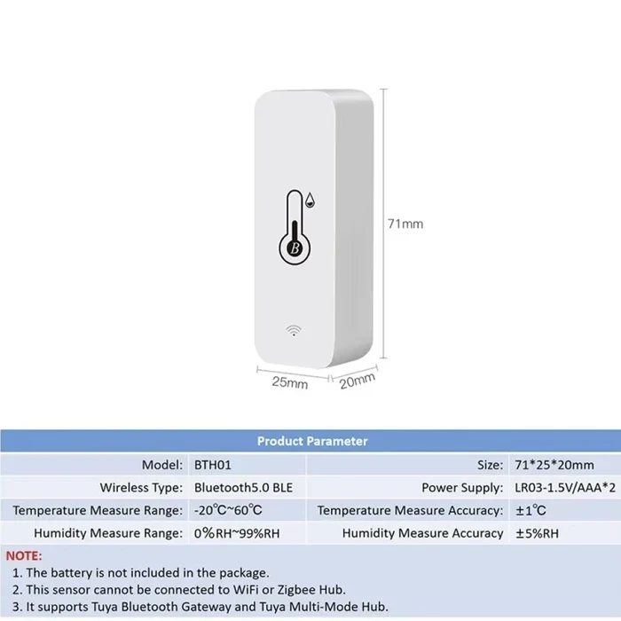 Tuya Smart Temperature Humidity Sensor Mini Bluetooth